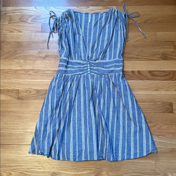 Free People Roll the dice Blue and White Striped Mini Dress - Picture 5 of 12